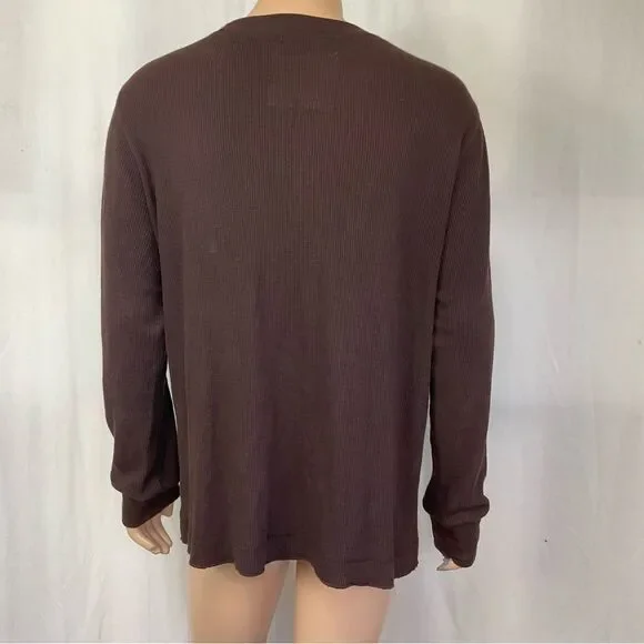 Rocawear Men's Brown Thermal Waffle Knit Long Sleeve Logo Graphic Top Size XL - Picture 7 of 10